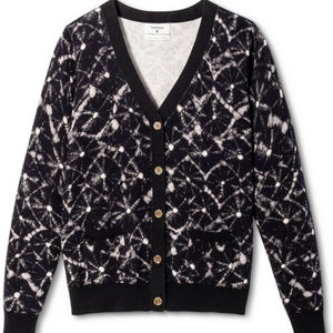 Shibori Print Long Sleeve V-Neck Cardigan